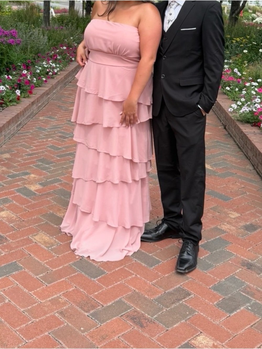 Lulus Essence Blush Strapless Tiered Maxi Dress